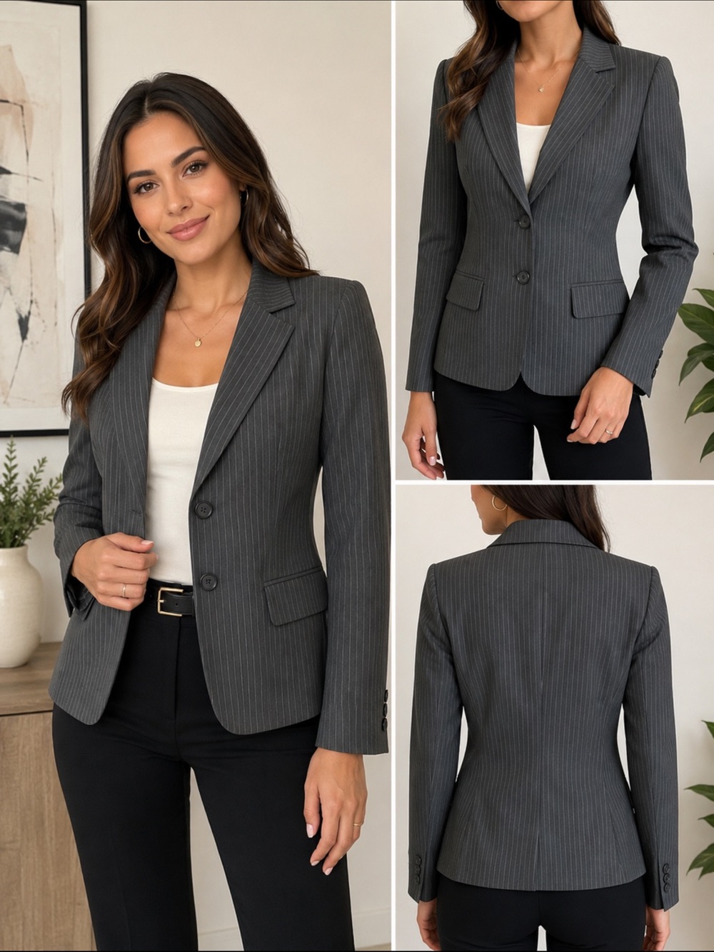Tahari Arthur S. Levine Gray Pinstripe Blazer Women’s Size 4